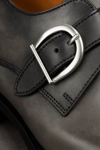 Mens Carrucci Classic Leather Fade Single D-Buckle Monk Strap Dress Shoe in Chestnut