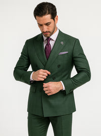 Modern Green Business Suit – Double-Breasted Formal Ensemble