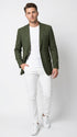 Mens Green Windowpane Blazer – Two-Button Plaid Sport Coat for Weddings, Business and Modern Fit