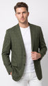 Mens Green Windowpane Blazer – Two-Button Plaid Sport Coat for Weddings, Business and Modern Fit