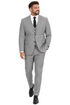 Men’s Grey Plaid 3-Piece Tailored Fit Suit with Vest