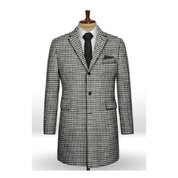 Mens Herringbone Topcoat - black&white Topcoats