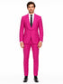 Mens Hot Pink Tuxedo Dinner Jacket + Pants with Shawl Lapel – Slim Fit 2-Piece Suit for Weddings, Proms Suit in Fuchsia Colors