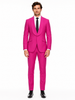 Mens Hot Pink Tuxedo Dinner Jacket + Pants with Shawl Lapel – Slim Fit 2-Piece Suit for Weddings, Proms Suit in Fuchsia Color