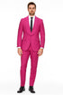 Mens Hot Pink Tuxedo Dinner Jacket + Pants with Shawl Lapel – Slim Fit 2-Piece Suit for Weddings, Proms Suit in Fuchsia Colors