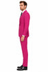Mens Hot Pink Tuxedo Dinner Jacket + Pants with Shawl Lapel – Slim Fit 2-Piece Suit for Weddings, Proms Suit in Fuchsia Colors
