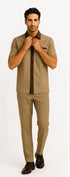Mens Houndstooth Walking Suit by Dreams by Zacchi – 2 Piece Lei sure Set in brown/tan-99