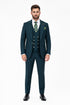 Men's Hunter Statement Ticket Pocket Peak Lapel Wool Double Breasted Vest Suit with Silver Buttons – Modern Fit