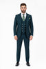 Men's Hunter Statement Ticket Pocket Peak Lapel Wool Double Breasted Vest Suit with Silver Buttons – Modern Fit