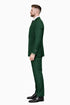Mens Designer Tailored Fit Hunter Green Double Breasted Wool Suit with Metal Buckle Closure