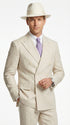 Mens Ivory Off White Double Breasted AI Capone Suit – Classic 1920s Vintage Gangster Style Formal Suit