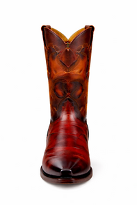 Men's King Exotic Snip Toe Eel Boots Handcrafted Burnished Cognac (494RD0857)