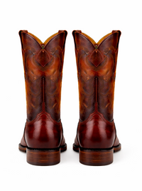 Men's King Exotic Snip Toe Eel Boots Handcrafted Burnished Cognac (494RD0857)