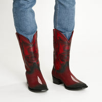 Men's King Exotic Snip Toe Stingray Boots Single Stone Handmade Burnished Burgundy  (494R1243)