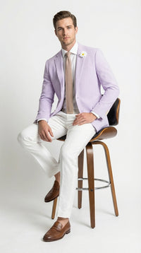 Mens Lavender Seersucker Blazer – Lightweight Striped Summer Sport Coat Casual Smart Formal Jacket
