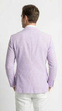Mens Lavender Seersucker Blazer – Lightweight Striped Summer Sport Coat Casual Smart Formal Jacket