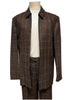 Mens Leisure Casual Suit Brown Windowpane 6775