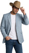 Mens Light Blue Western Blazer – Classic Cowboy Sport Coat with Western Yoke Design
