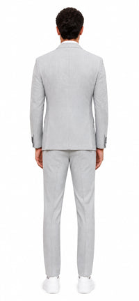 Mens Light Gray and Black Pinstripe 3 Piece Suit – Peaky Blinders Inspired Vintage Gangster 1920s Suit