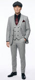 Mens Light Gray and Black Pinstripe 3 Piece Suit – Peaky Blinders Inspired Vintage Gangster 1920s Suit