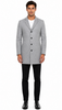 Mens Light Grey Slim Fit Wool Peacoat