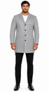 Mens Light Grey Slim Fit Wool Peacoat