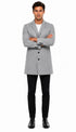 Mens Light Grey Slim Fit Wool Peacoat