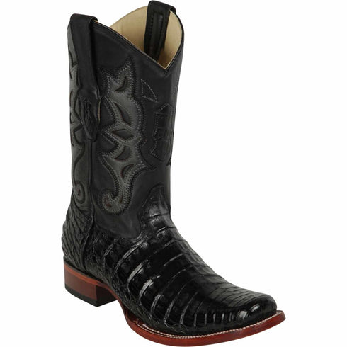 Men's Los Altos Caiman Belly Square Toe Boots - Black 812T8205