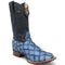 Men's Los Altos Genuine Monster Fish Leather Square Toe Boots - Blue