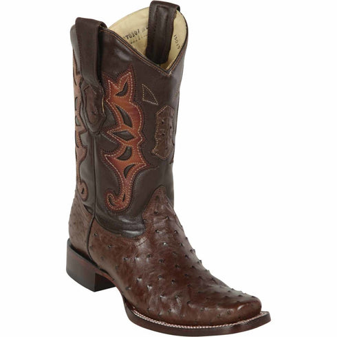 Men's Los Altos Genuine Ostrich Square Toe Boots - Brown 812T8307