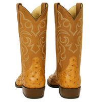 Men's Los Altos Original Full Quill Ostrich Boots Round Toe - Amber 650354