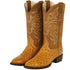 Men's Los Altos Original Full Quill Ostrich Boots Round Toe - Amber 650354