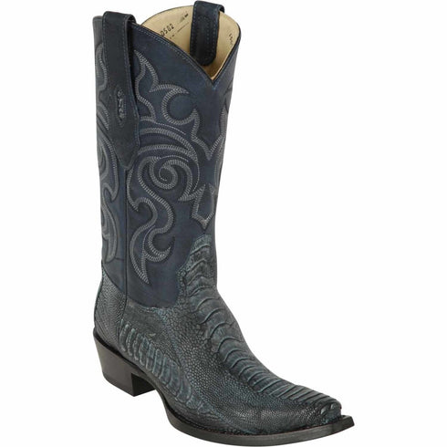 Men's Los Altos Original Ostrich Leg Snip Toe Boots - Rustic Blue 940582 - Los Altos Boots