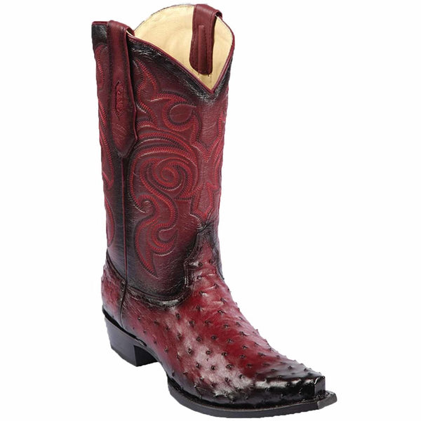 Men's Los Altos Original Ostrich Snip Toe Boots - Faded Burgundy 940343 - Los Altos Boots