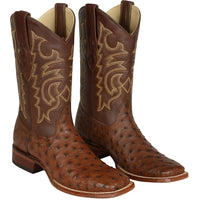 Men's Los Altos Ostrich Skin Wide Square Toe Boots - B