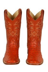 Men's Los Altos Ostrich Skin Wide Square Toe Boots - B