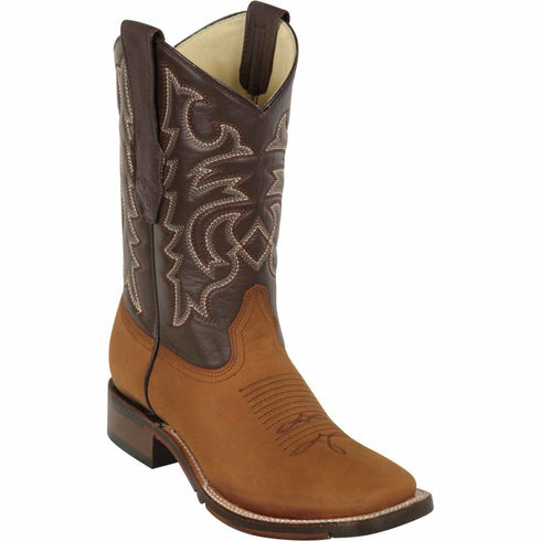 Men's Los Altos Wide Square Toe Crazy Leather Boots - Tan 8266231 - Los Altos Boots