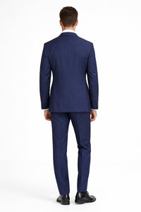 Mens Mantoni Solid Navy Suit – Classic 2 Piece Navy Blue Suit for Wedding, Business & Formal Wear
