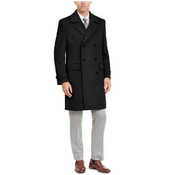 Mens Mid-Length Coats - 3/4 Length Mens Coat -Black Wool Car Coats $199