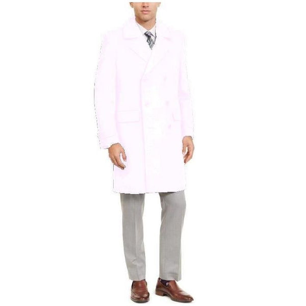 Mens Mid-Length Ivory Coats - 3/4 Length Mens Coat - Wool Car Coats $199