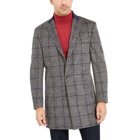 Mens Mid-Length Grey Coats - 3/4 Length Mens Coat - Wool Car Coats $199