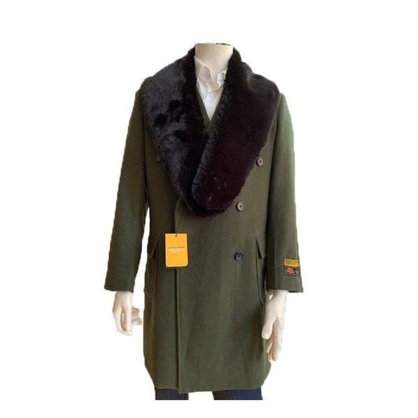 Mens Mid-Length Coats Herringbone - 3/4 Length Mens Coat - Wool Car Coats $199