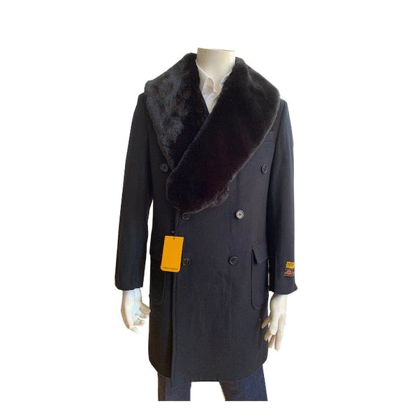 Mens Mid-Length Coats Olive - 3/4 Length Mens Coat - Wool Car Coats $199