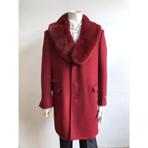 Mens Mid-Length Coats Red-coat - 3/4 Length Mens Coat - Wool Car Coats $199