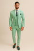 Mens Mint Green 3-Piece Suit – Slim Fit Wedding, Prom & Formal Suit with Matching Vest By Derman