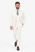 Men's Off White Statement Ticket Pocket Peak Lapel Wool Double Breasted Vest Suit with Gold Buttons – Modern Fit