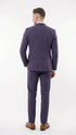 Mens Navy Blue Seersucker Suit – Cotton Fabric Shadow Pattern Ton on Tone Textured Two Button Notch Lapel Formal Summer Suit