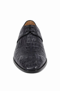 Mens Navy Crocodile and Calfskin Leather Slip-On Dress Loafers