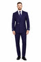 Men’s Navy Blue Double Breasted Wool Suit with Signature Buckle Closure Designer Tailored Fit