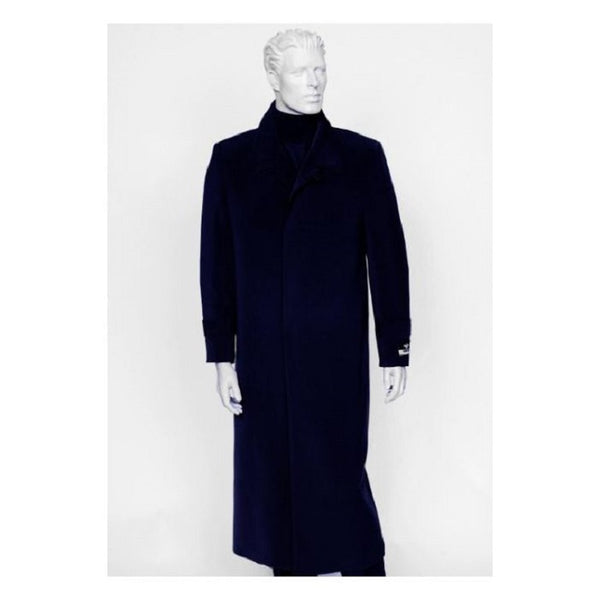 Mens Black Four Buttons Full Length Coat Duster Maxi